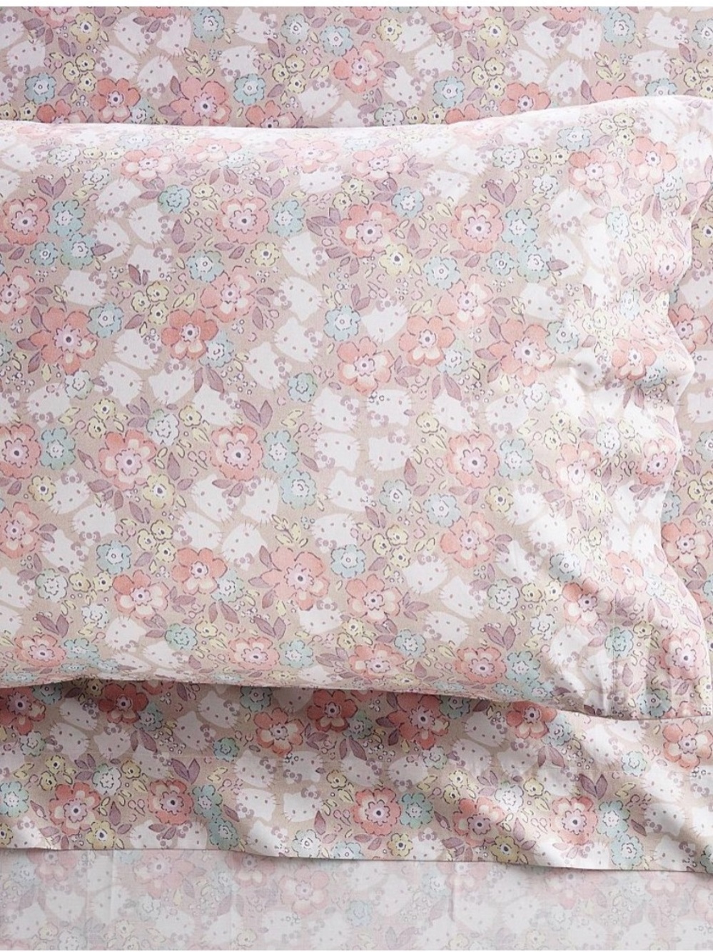 Pottery Barn Teen Floral Pink and Cream Bedding Sheet